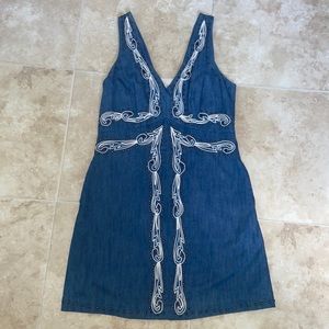 Anthropologie denim embroidered dress